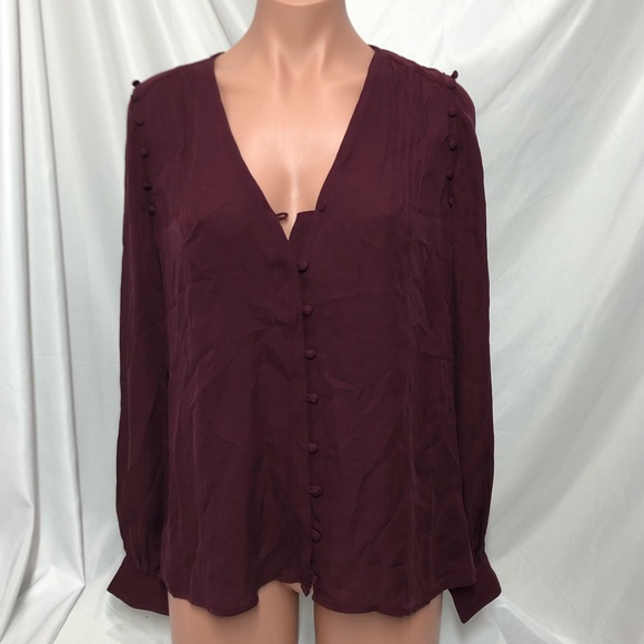 Paige Aurinda Silk Top in Burgundy (B) - Picture 4 of 8
